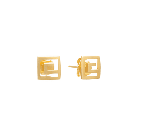 Семпли позлатени сребърни обеци Меандър с винт, S | HappyMarket.bg Семпли позлатени сребърни обеци Меандър с винт, S | Бижута