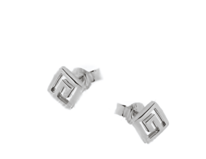 Семпли сребърни обеци Меандър с винт, M - Image 1