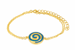 Спирала двойна позлатена сребърна гривна с опал - Image 1