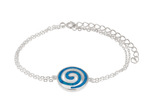 Спирала двойна сребърна гривна с опал  |  Бижута