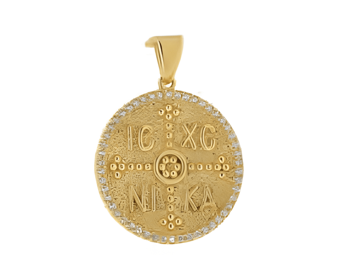 Сребърен медальон Религия със златно покритие