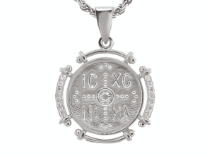 Сребърен медальон с религиозни елементи 1 Сребърен медальон с религиозни елементи - Image 1