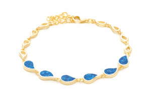 Сребърна гривна "Изящни капки" със златно покритие - Image 1