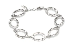 сребърна гривна с овални меандри