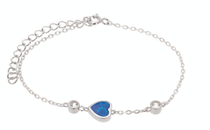 Сребърна гривна „Сърце“ с опал  |  Бижута