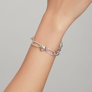 Сребърна гривна верижка със сърце - Image 3