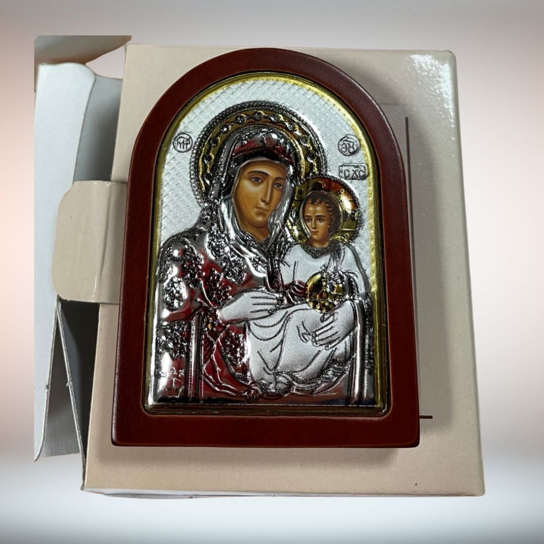 Сребърна икона с магнит Светa Богородица Йерусалимска, 4х6см  |  Икони