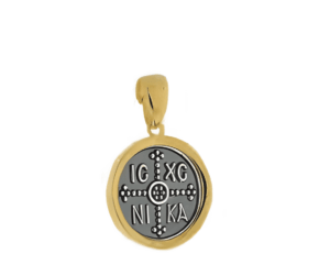 Сребърна висулка Константин с позлатен контур, M - Image 1