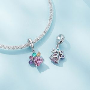 Сребърна висулка "Кучешка лапичка с камъни" - Image 3