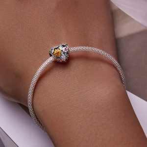 Сребърна висулка "Разцъфнали цветя във формата на сърце" - Image 3