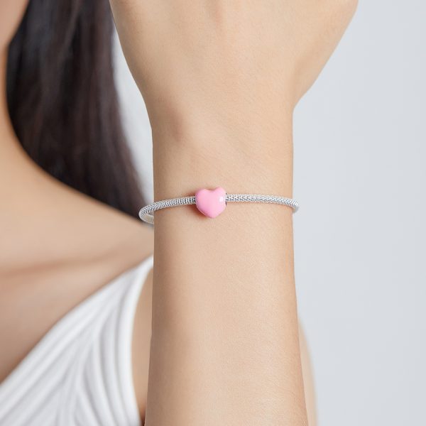 Сребърна висулка „Розово сърце“ | HappyMarket.bg Сребърна висулка „Розово сърце“ | Бижута тип Пандора
