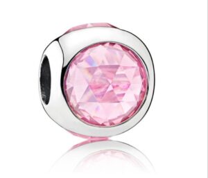 Сребърна висулка "Розово стъкло като огледало" - Image 1