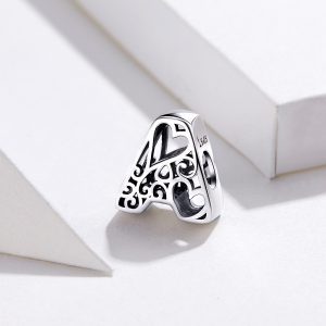 Сребърна висулка с монограм "Буква "A" със сърца" - Image 3