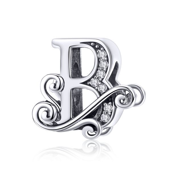 Сребърна висулка с монограм „Буква „B“ с орнаменти“ | HappyMarket.bg Сребърна висулка с монограм „Буква „B“ с орнаменти“ | Бижута тип Пандора