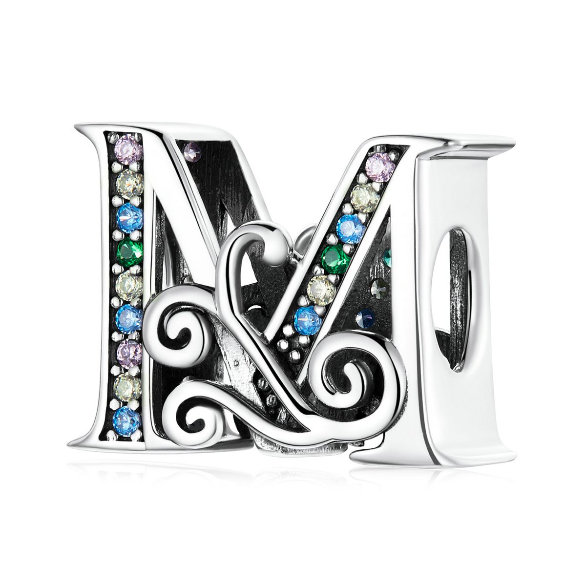 Сребърна висулка с монограм "Буква "M"