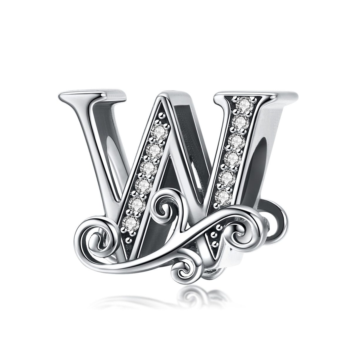 Сребърна висулка с монограм "Буква "W"