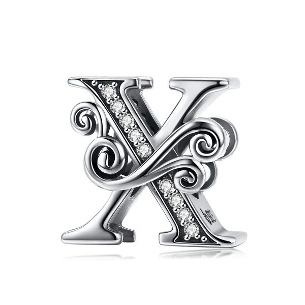 Сребърна висулка с монограм „Буква „X“ с орнаменти“ | HappyMarket.bg Сребърна висулка с монограм „Буква „X“ с орнаменти“ | Бижута тип Пандора