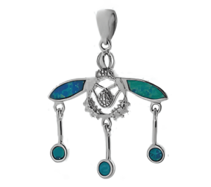 Сребърна висулка с опал „Минойски пчели“, M  |  Бижута