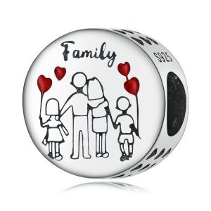 Сребърна висулка "Семейно сърце с балони"