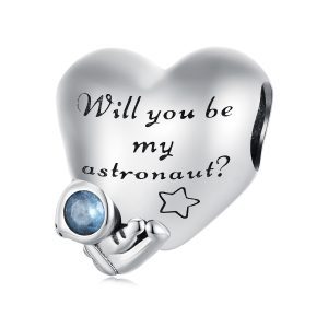 Сребърна висулка "Ще бъдеш ли моят астронавт?"