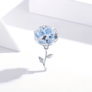Сребърна висулка "Синьo цвете Роза"