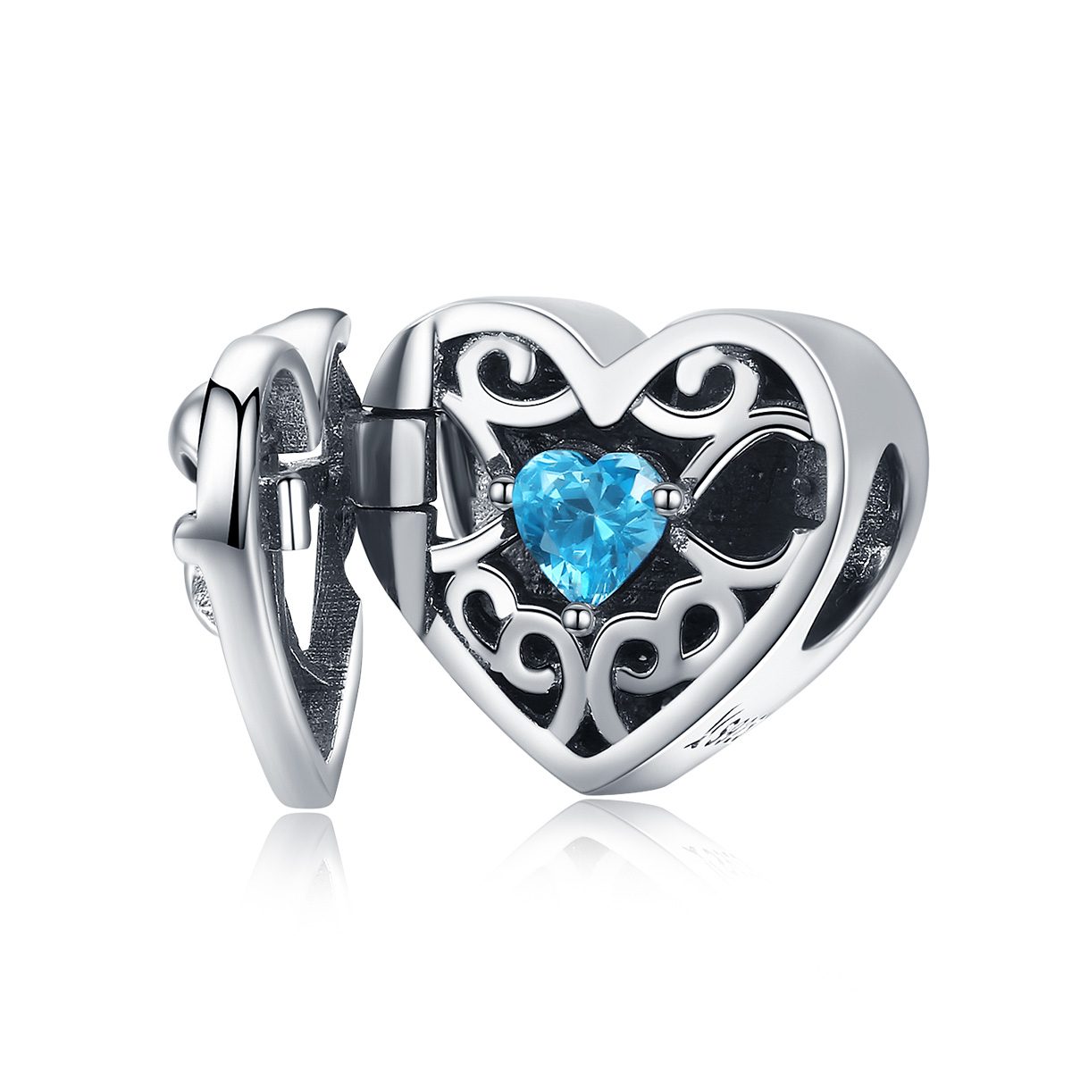 Сребърна висулка "Сребърен талисман сърце със син камък"