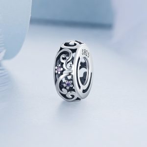 Сребърна висулка "Сребърна сфера с цветя" - Image 3