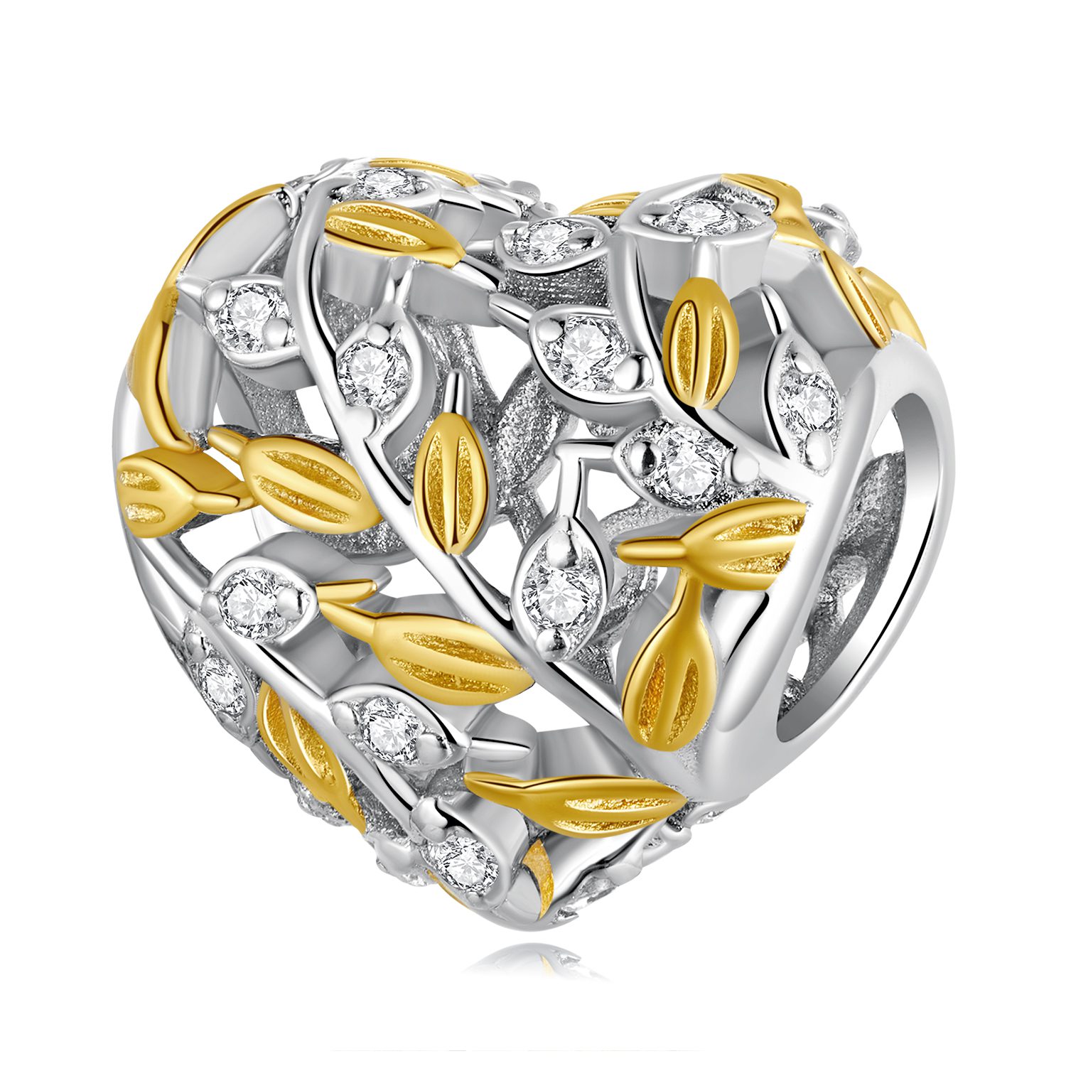 Сребърна висулка "Сребърно сърце със златни детайли"