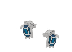 Сребърни костенурки обеци с опалови камъни, тип винт  |  Бижута