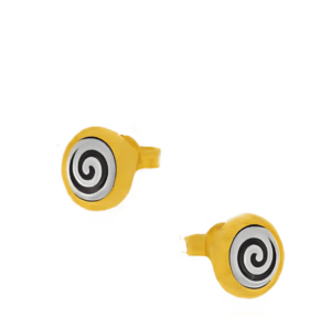 Сребърни обеци Кръгъл Меандър с позлатена основа и винт - Image 1