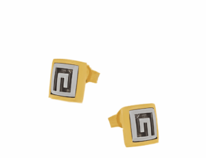 Сребърни обеци Меандър с позлатена основа и винт  |  Бижута