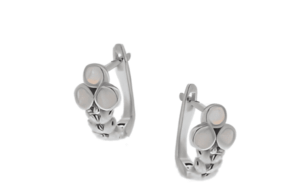 Сребърни обеци с 3 опала и английско закопчаване  |  Бижута