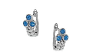 Сребърни обеци с 3 опала и английско закопчаване  |  Бижута