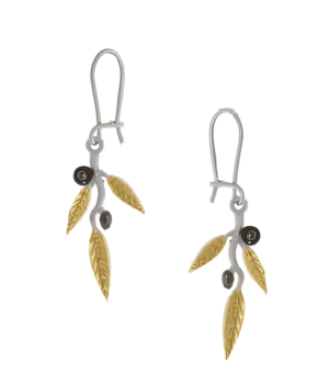 Сребърни обеци с кука Маслинова клонка  |  Бижута