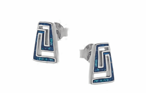 Сребърни обеци с опал „Лабиринт“, тип винт  |  Бижута