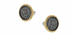 Сребърни обеци с винт диск Фестос с позлатена основа, S - Image 1