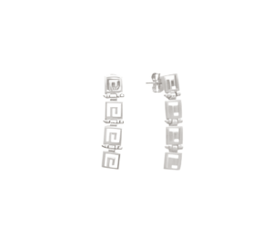 Сребърни висящи обеци с 4 меандъра - Image 1