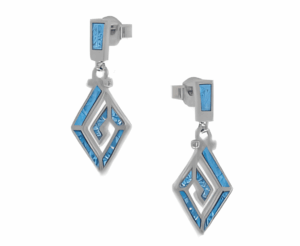 Сребърни висящи обеци с опал и менадър, тип винт  |  Бижута