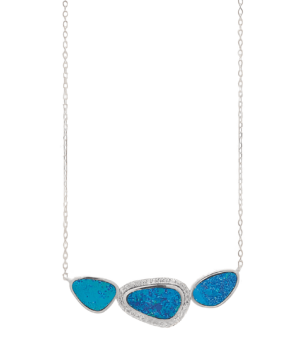 Сребърно колие "Морски камъни" с три камъка от опал - Image 1