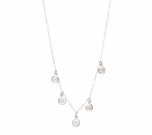 Сребърно колие с 5 висулки спирали  |  Бижута