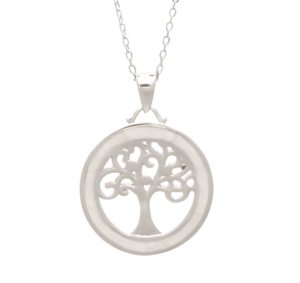 Сребърно колие с нежна висулка дървото на живота с опал  |  Бижута