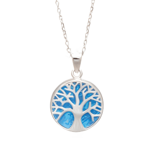 Сребърно колие с висулка дървото на живота с опал | HappyMarket.bg Сребърно колие с висулка дървото на живота с опал | Бижута
