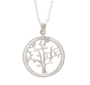 Сребърно колие с висулка дървото на живота с опал - Image 1