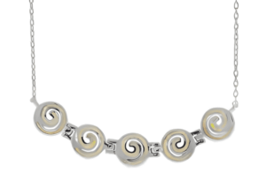 Сребърно колие с висулка от 5 спирали с опал  |  Бижута