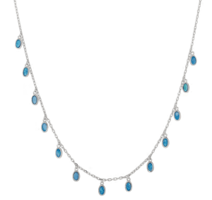 Сребърно колие с висулки от опал - Image 1