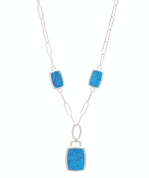 Сребърно колие "Верижка" с три камъка от опал - Image 1