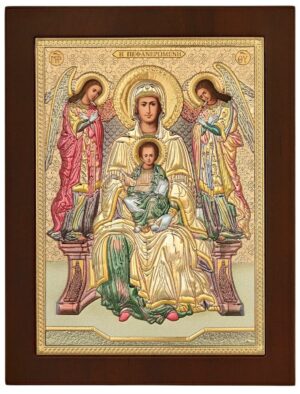 Сребърна цветна икона Богородица Пефанеромени, MA/E1150DX-C, 10х14см - Image 1