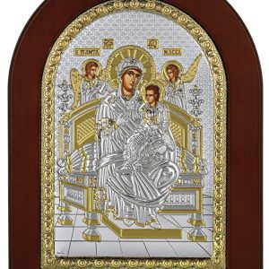 Сребърна цветна икона на Света Богородица Всецарица, 15x21см