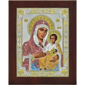 Сребърна цветна икона - Богородица от Йерусалим.