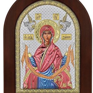 Сребърна цветна икона Поясът на Борогодица, 20x26см